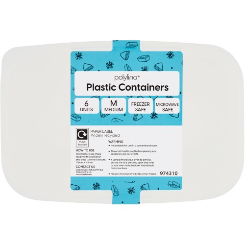 Polylina Medium Plastic Microwave Container & Lid (6) Compare Prices