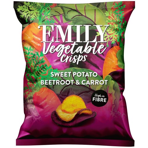 EMILY Veg Crisps Rainbow Roots Sweet Potato Carrot & Beetroot Sharing