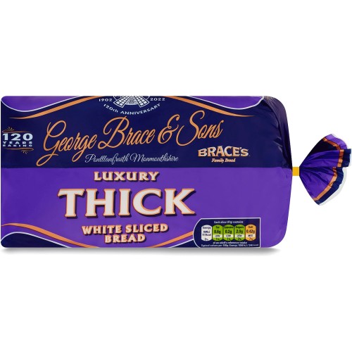 Brace's Family Bread Luxury Thick White Sliced Bread (800g) Compare