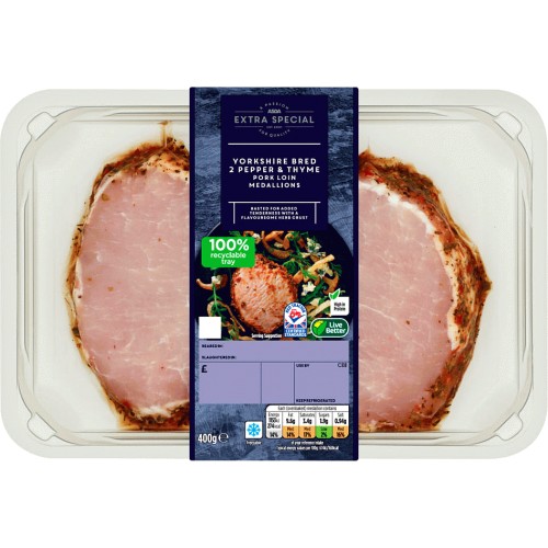 ASDA Extra Special Yorkshire Bred Pepper & Thyme Pork Loin Medallions