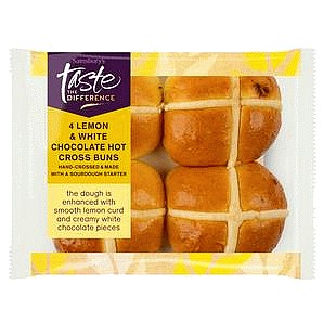 Sainsbury's Lemon & White Chocolate Hot Cross Buns Taste the Difference