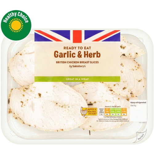 Sainsbury's Garlic & Herb Cooked British Chicken Breast Slices (180g