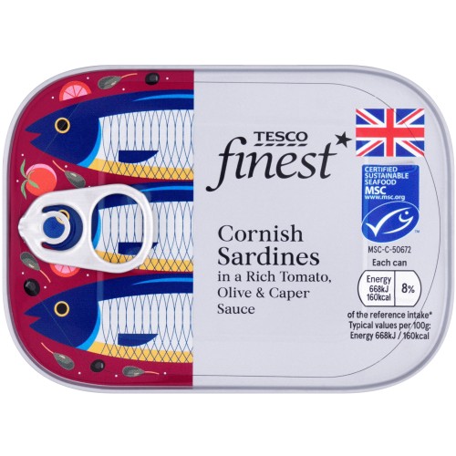 Tesco Finest Cornish Sardines In Tomato Sauce (100g) Compare Prices