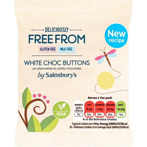 Sainsbury's Deliciously Free From White Chocolate Buttons (25g
