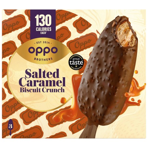 Oppo Salted Caramel Biscuit Crunch Ice Cream Sticks (3 x 80ml