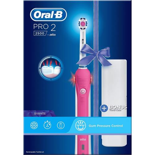Oral B Pro 2 3D White Pink Electric Toothbrush (2000w) Compare Prices