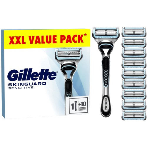 Gillette SkinGuard Value Pack Mens Razor + 10 Blade Refills Compare