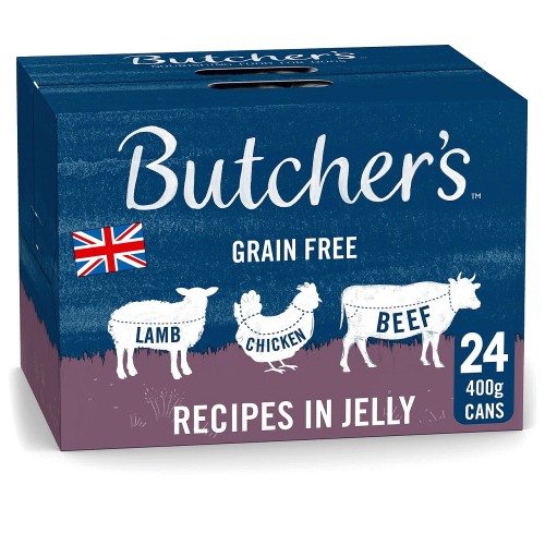Butcher's Recipes in Jelly Grain Free Adult Dog Food Tins 24x400 (24 x