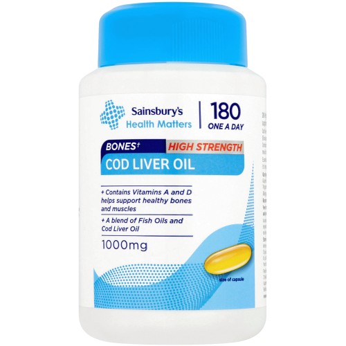 Sainsbury's Bones High Strength Cod Liver Oil One A Day Capsules (180