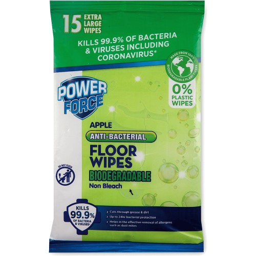 Powerforce Apple Antibacterial Biodegradable Floor Wipes (15) Compare