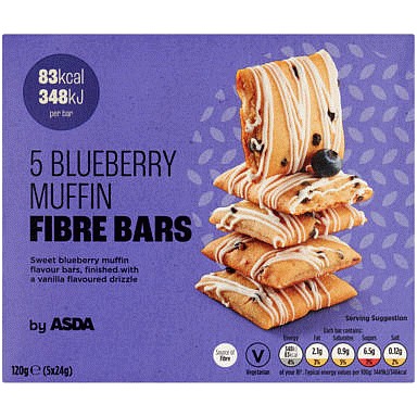 ASDA Blueberry Muffin Fibre Bars (5 x 24g, 120g) Compare Prices