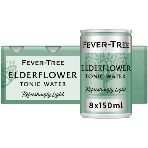 FeverTree Refreshingly Light Elderflower Tonic Water Cans 8x150 (8 x
