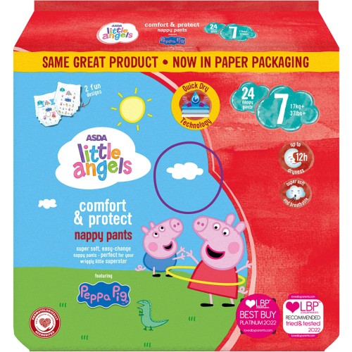 ASDA Little Angels Comfort & Protect Peppa Pig Size 7 24 Nappy Pants Compare Prices & Where To