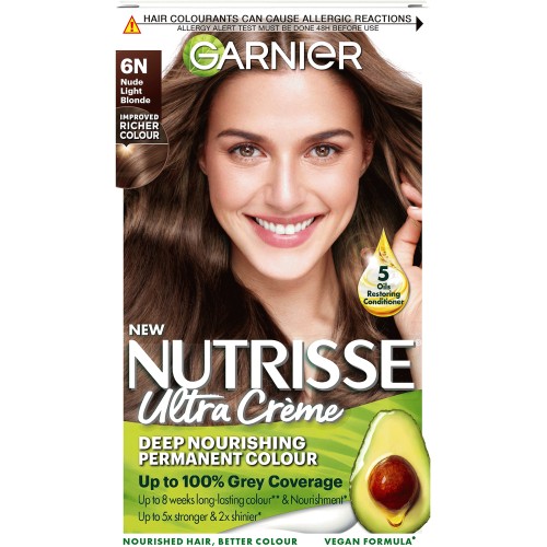 Garnier Nutrisse 6N Nude Light Brown Permanent Hair Dye Compare