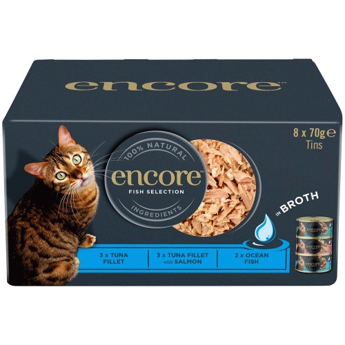 Encore Natural Wet Cat Food Fish Selection Multipack in Broth Tins (8 x