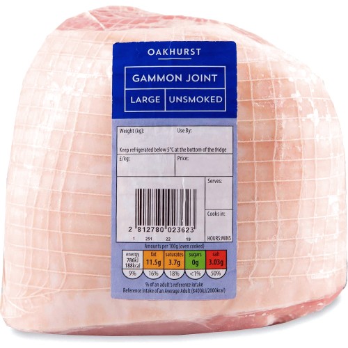 Oakhurst Large Unsmoked Gammon Joint Typically (2kg) Compare Prices
