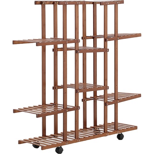 Living and Home Multi Tier Bamboo Plant Stand with Wheels Compare