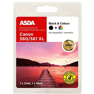 ASDA Canon PG560 & CL561XL Black & Colour Ink Cartridge Compare