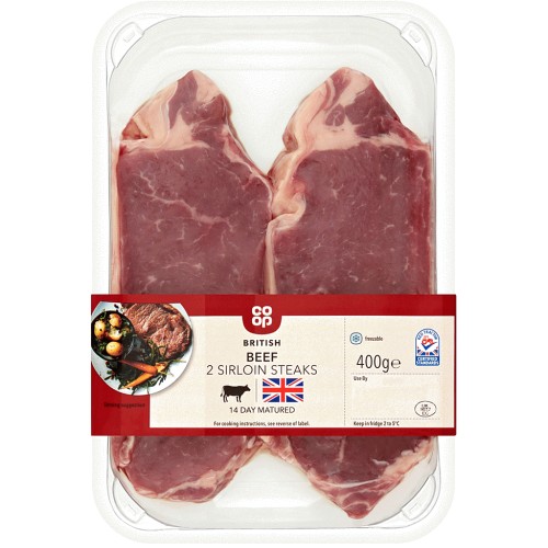 Coop 2 British Beef Sirloin Steaks (400g) Compare Prices & Where To