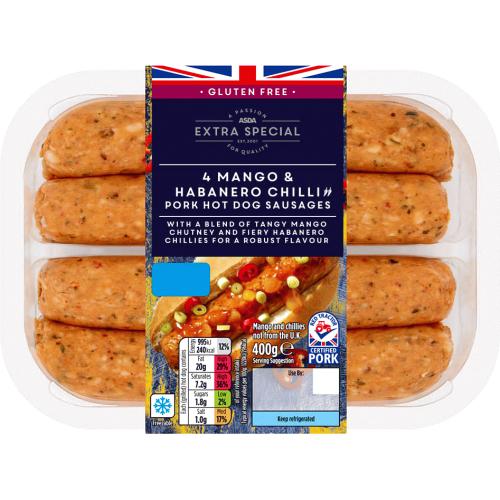 ASDA Extra Special Mango & Habanero Chilli Pork Hot Dog Sausages (400g
