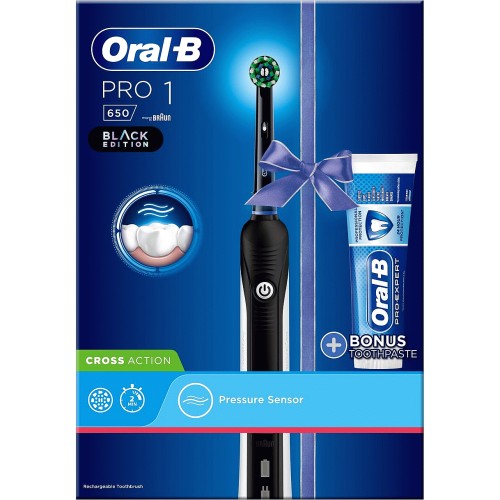 OralB Pro 1 Cross Action Black Electric Toothbrush & Paste Compare