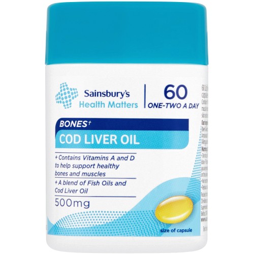 Sainsbury's Bones Cod Liver Oil with Vitamins A & D 12 a Day Capsules