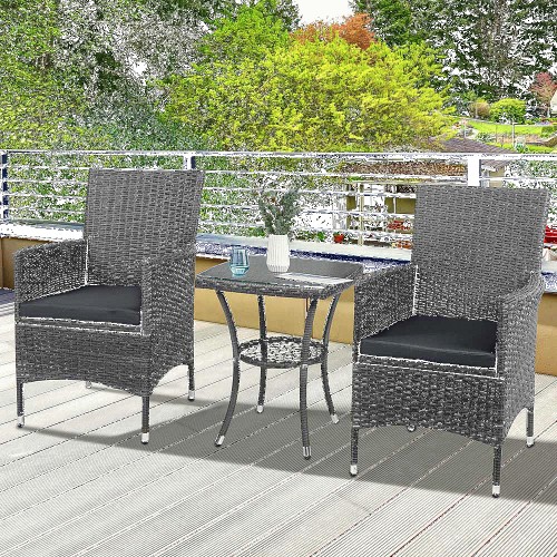 Outsunny 2 Seat Rattan Bistro Set Grey Compare Prices & Where To Buy