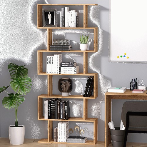6 Shelf Oak Wooden Bookcase Compare Prices & Where To Buy
