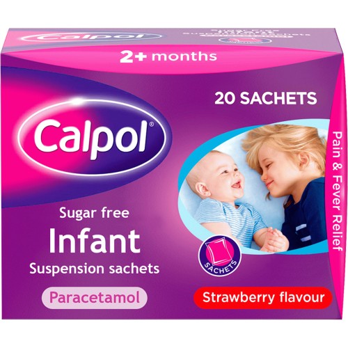 Calpol Infant Suspension Sachet Sugar Free Strawberry 2months + (20 x