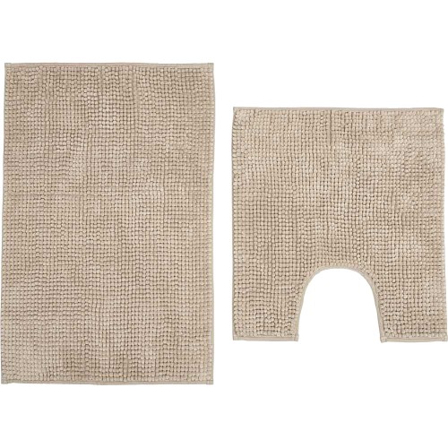 Wilko Chenille Bath Mat and Pedestal Set Stone Compare Prices & Where To Buy Trolley.co.uk