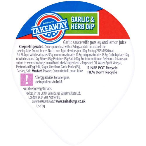 Sainsbury's Takeaway Garlic & Herb Dip (90g) Compare Prices & Where