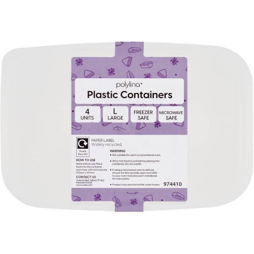 Polylina Large Plastic Microwave Container & Lids (4) Compare Prices
