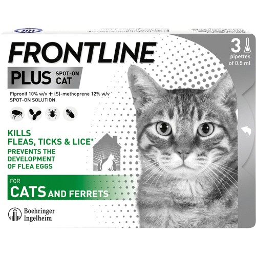 Frontline Plus Flea & Tick Treatment SpotOn Pipettes (3 x 0.5ml
