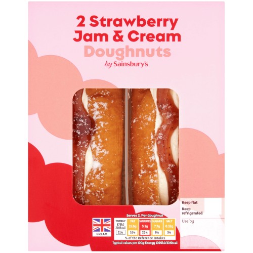 Sainsbury's Strawberry Jam & Cream Doughnuts (2 x 63g) Compare Prices