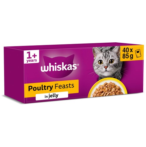 Whiskas 1+ Cat Pouches Poultry Feasts in Jelly Adult Wet Cat Food