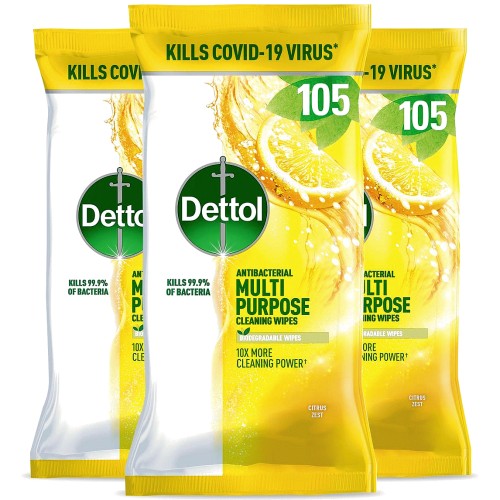 Dettol Antibacterial Biodegradable Citrus Multi Surface Cleaning Wipes