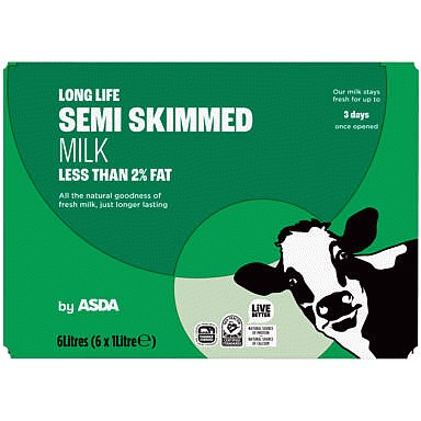 ASDA Long Life Semi Skimmed Milk (6 x 1l) Compare Prices & Where To