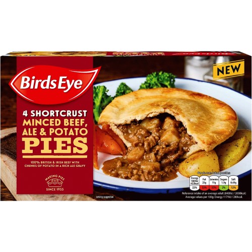 Birds Eye 4 Shortcrust Minced Beef Ale & Potato Pies (620g) Compare
