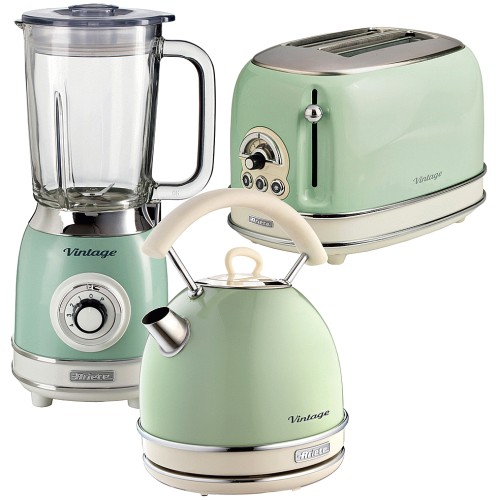 Ariete ARPK26 Green Dome Kettle 2 Slice Toaster and Glass Blender Set