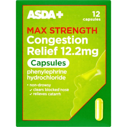 ASDA Max Strength Congestion Relief Capsules 12 Capsules (12 x 12.2mg