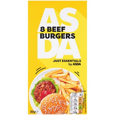 JUST ESSENTIALS by ASDA 8 Beef Burgers (396.8g) Compare Prices