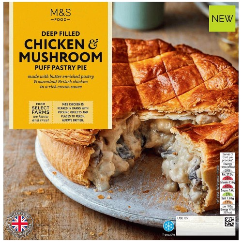M&S Deep Filled Chicken & Mushroom Puff Pastry Pie (550g) Compare