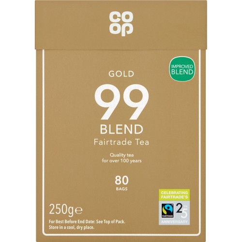 Coop Gold 99 Blend Fairtrade Tea 80 Tea Bags (250g) Compare Prices