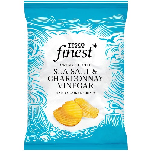 Tesco Finest Sea Salt & Chardonnay Vinegar Crinkle Cut Crisps (150g
