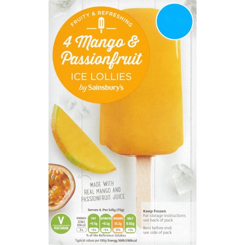 Sainsbury's Mango & Passionfruit Ice Lollies (4 x 73ml) Compare