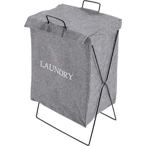 Living and Home Grey Folding Fabric Laundry Basket Hamper Compare