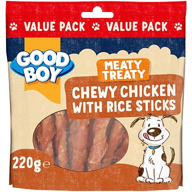 Good Boy Meaty Treaty Chicken Rice Sticks Dog Treats (220g) Compare