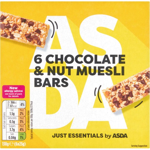 JUST ESSENTIALS by ASDA Chocolate & Nut Muesli Bars (6 x 23g) Compare