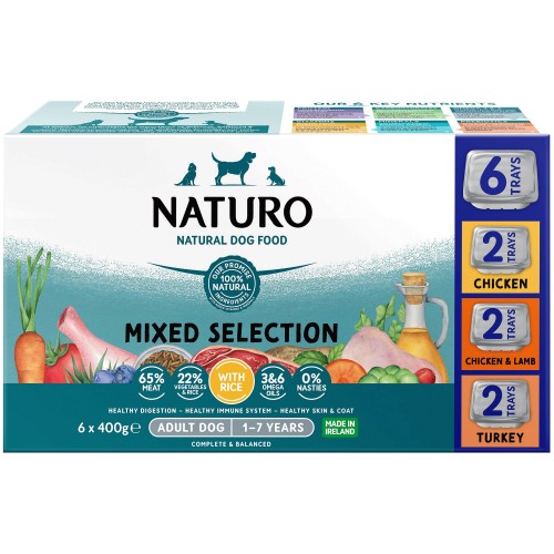 Naturo Adult Dog Mixed Selection Variety with Rice Food Trays (6 x 400g