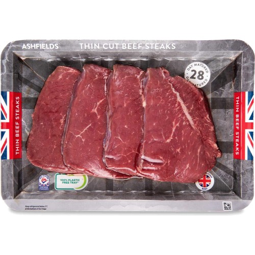 Ashfield Farm 100 British 28 Day Matured Thin Cut Beef Steaks (360g